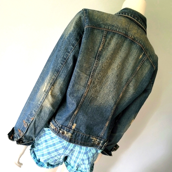 Jacob Connexion Distressed Denim Jacket Size L - Picture 6 of 13